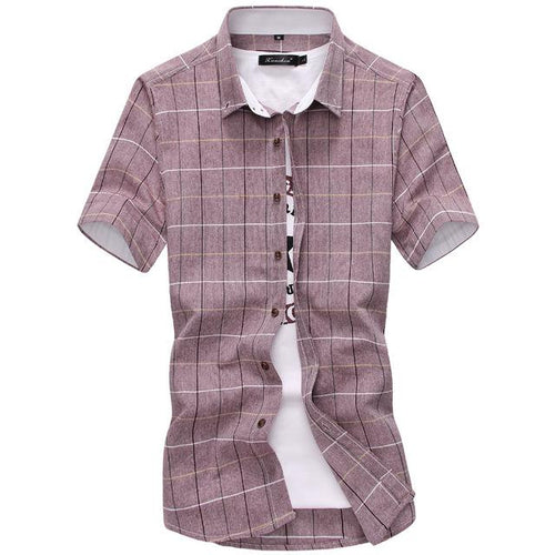 Cotton men's short sleeve button collar shirt by Ancient Energy, shown in a casual fit with a classic collar and clean design.