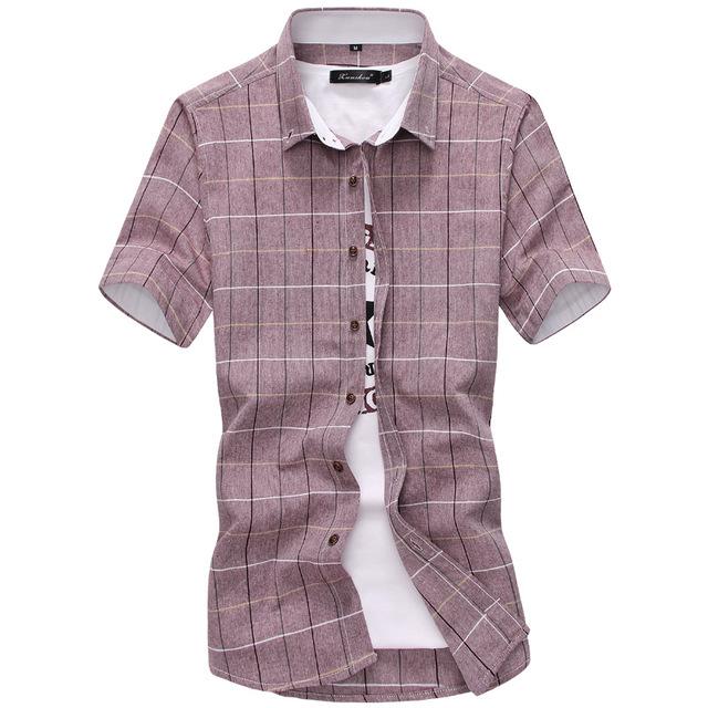Cotton men's short sleeve button collar shirt by Ancient Energy, shown in a casual fit with a classic collar and clean design.