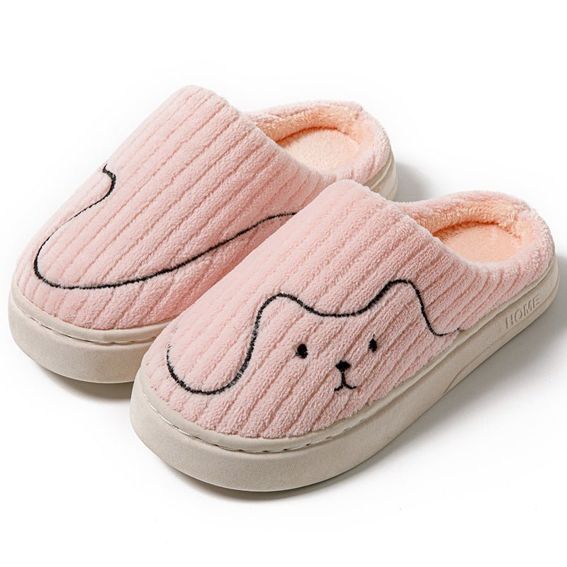 Ancient Energy cozy striped cat slippers for couples, indoor non-slip plush house shoes with warm comfort and playful design.