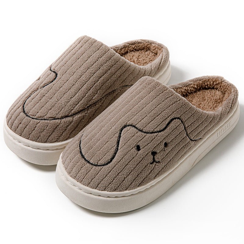 Ancient Energy cozy striped cat slippers for couples, indoor non-slip plush house shoes with warm lining and playful cat design.