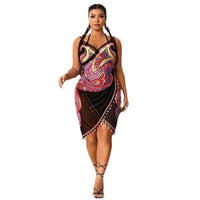 Ancient Energy European and American hot spring seaside butterfly cloak blouse displayed on a model, featuring flowing fabric and butterfly print.