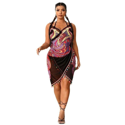 Ancient Energy European and American hot spring seaside butterfly cloak blouse displayed on a model, featuring flowing fabric and butterfly print.
