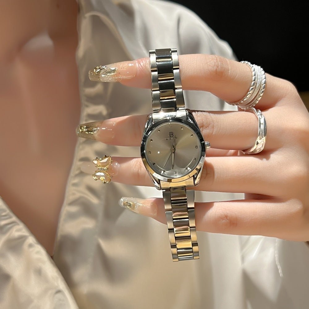 Elegant ladies steel-band wristwatch by Ancient Energy with a sleek design and polished silver finish.