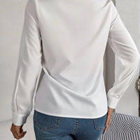 Ancient Energy women's V-neck long sleeve blouse, solid color, suitable for office or casual wear, stylish and comfortable.