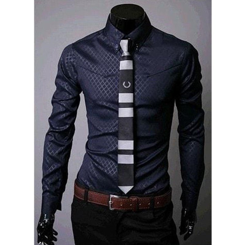 Men's fitted designer plaid shirt with striped pattern from Ancient Energy, featuring a stylish and tailored fit.