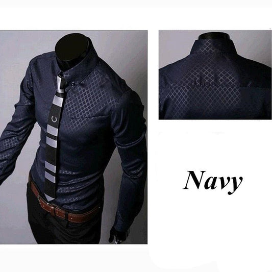 Men's fitted shirt by Ancient Energy featuring a designer plaid and stripe pattern, made from comfortable, stylish fabric.
