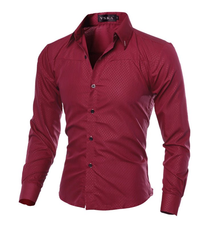 Men's fitted plaid shirt by Ancient Energy featuring a stylish striped pattern, perfect for casual or semi-formal wear.