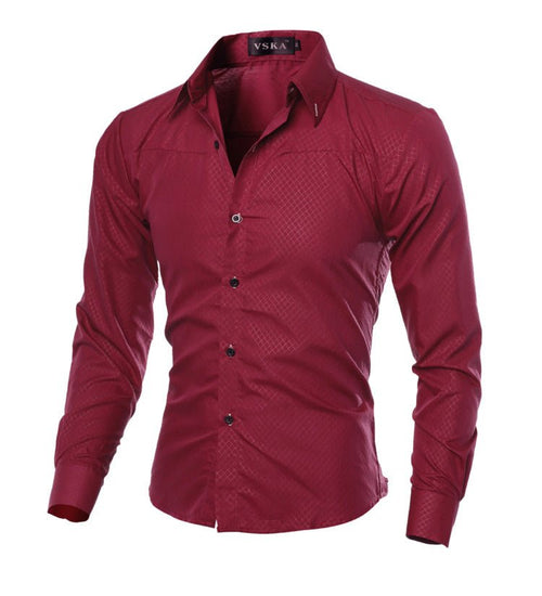 Men's fitted plaid shirt by Ancient Energy featuring a stylish striped pattern, perfect for casual or semi-formal wear.