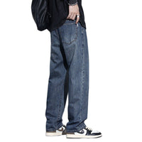Fleece-lined American-style retro men's straight-leg high street pants by Ancient Energy, featuring classic design and comfortable fit.