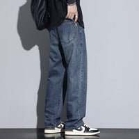 Fleece-lined American style retro men's straight leg high street pants by Ancient Energy, showing the comfortable fit and classic design.
