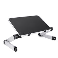 Ancient Energy foldable ergonomic laptop stand and tablet holder on a desk, adjustable and portable for comfortable workspace setup.
