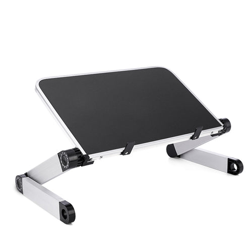 Ancient Energy foldable ergonomic laptop stand and tablet holder on a desk, adjustable and portable for comfortable workspace setup.