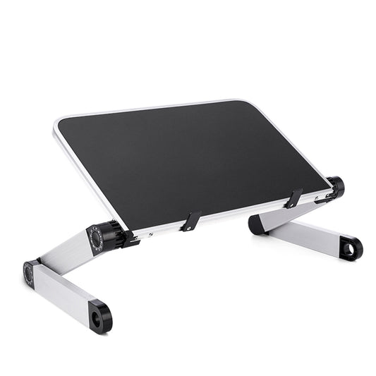 Ancient Energy foldable ergonomic laptop stand and tablet holder on a desk, adjustable and portable for comfortable workspace setup.