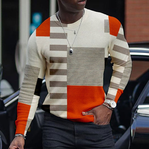 Ancient Energy men's 3D pullover casual long sleeve T-shirt with a modern design and comfortable fit.
