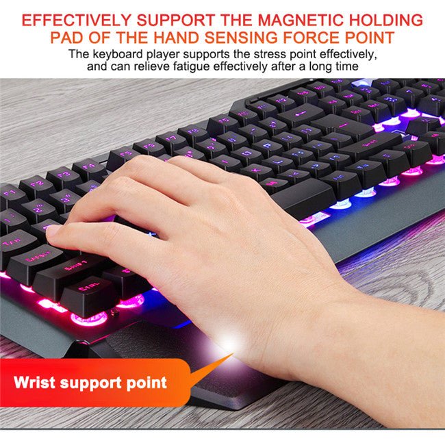 Ancient Energy gaming wired mechanical keyboard with RGB backlit keys and durable design for gaming and typing.