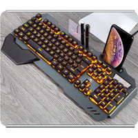 Ancient Energy gaming wired mechanical keyboard with RGB backlit keys and sturdy black design.