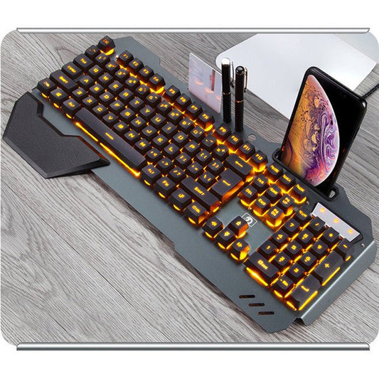 Ancient Energy gaming wired mechanical keyboard with RGB backlit keys and sturdy black design.