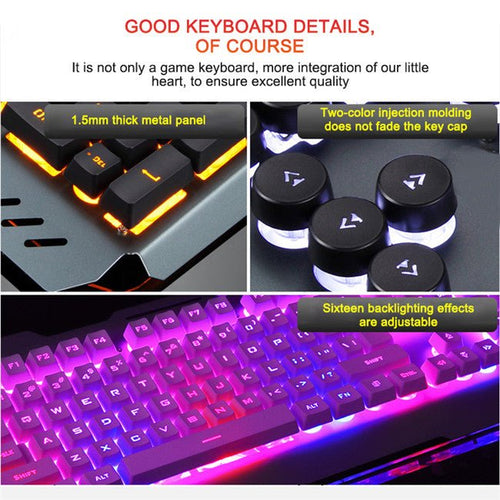 Ancient Energy gaming wired mechanical keyboard with black keys and RGB backlighting on a desk.