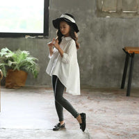 Girls' big kids loose Korean style tops with swallowtail design, by Ancient Energy, featuring fashionable and comfortable casual shirts.
