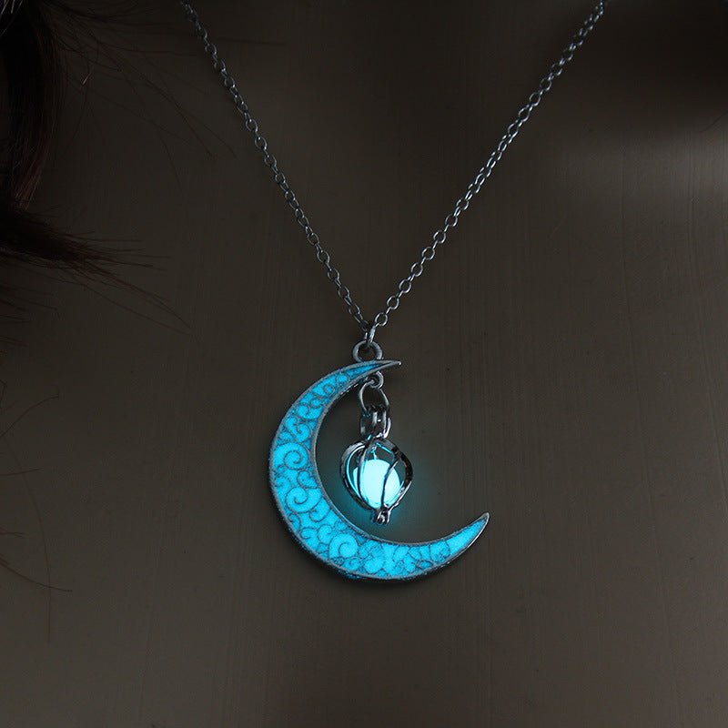 Silver plated glowing pendant necklace with chain from Ancient Energy, featuring a luminous pendant on a sleek chain.