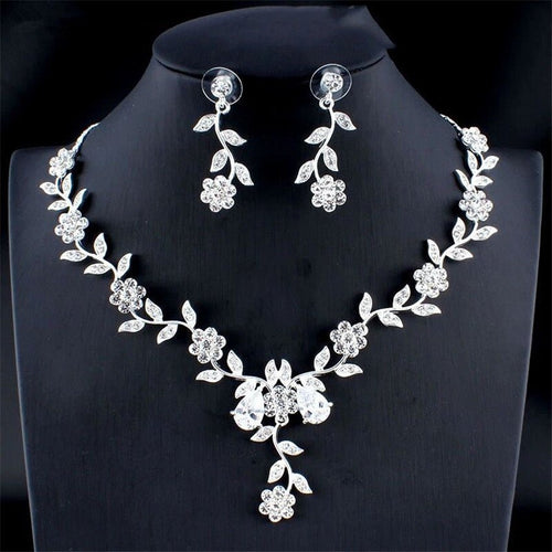 Ancient Energy golden zircon bridal jewelry set with a necklace and earrings for wedding or special occasions.