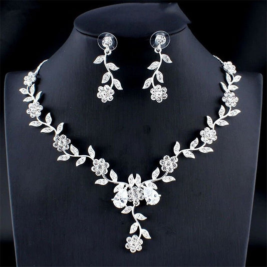 Ancient Energy golden zircon bridal jewelry set with a necklace and earrings for wedding or special occasions.