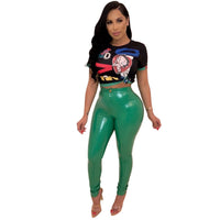 Ancient Energy high elasticity plus velvet thick PU leather pants, close-up showing soft velvet texture and sleek fit.