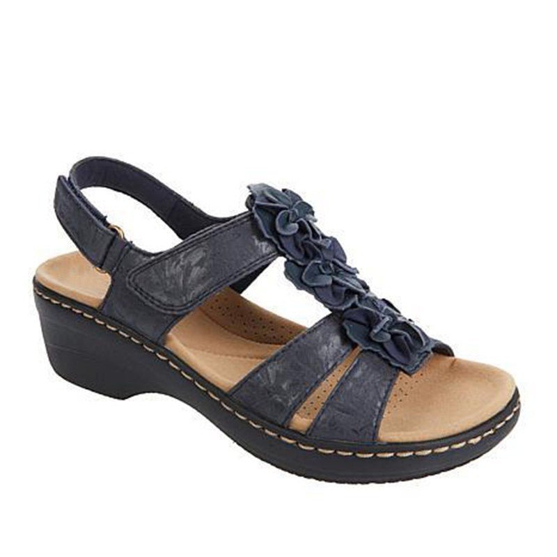 Ancient Energy women's large size 43 casual sandals with hollow wedge heels and fish mouth design, featuring open toes and stylish straps.