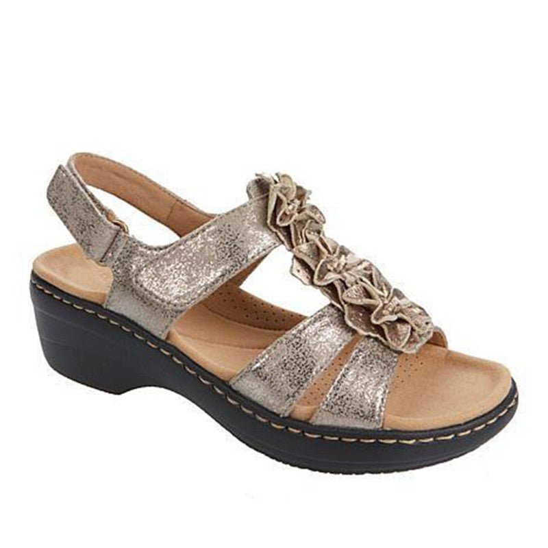 Ancient Energy women's large size 43 casual sandals with hollow wedge heels and fish mouth design, featuring open-toe style.
