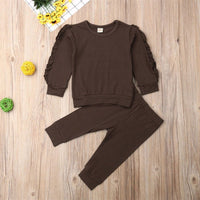 Ancient Energy infant baby ruffles jumper and long sleeve set for boys and girls, 2-piece fall outfit with solid design.