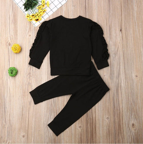 Ancient Energy infant baby ruffles jumper and long sleeve solid fall outfit set for boys and girls, 2-piece autumn clothing set.