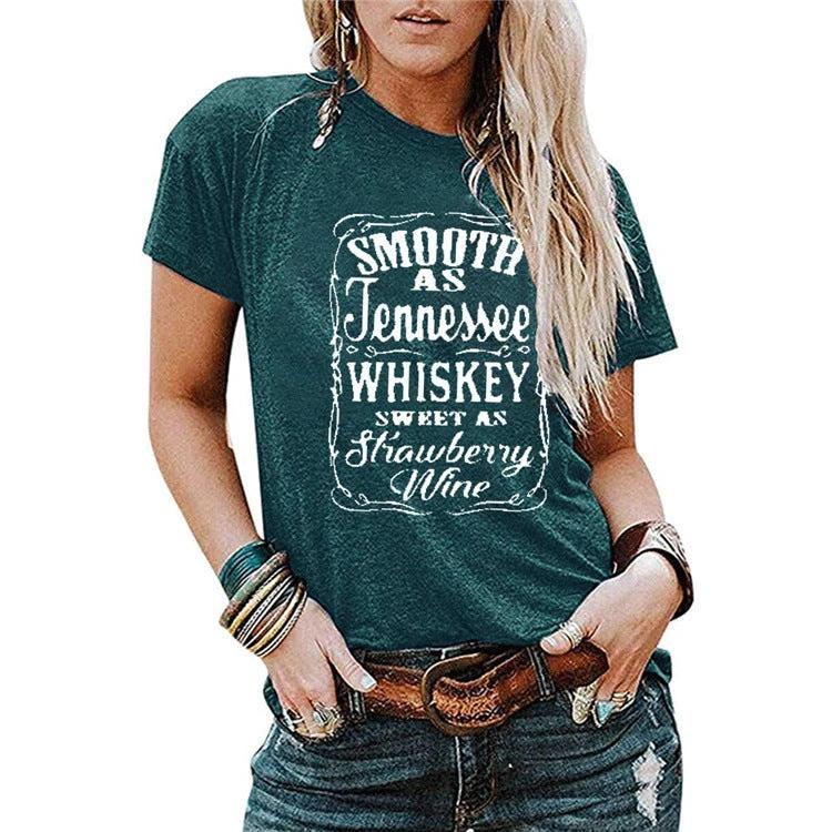 Ancient Energy ladies blouse with letter printing, round neck, short sleeves, casual T-shirt for women.