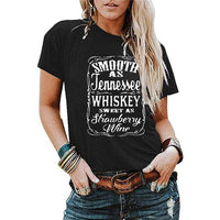 Ancient Energy ladies blouse featuring letter printing, round neck, short sleeves, casual T-shirt for women.