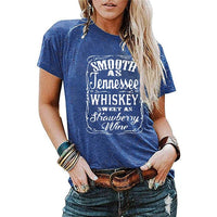 Ancient Energy women's short-sleeved blouse with letter printing, round neck, casual T-shirt for women.