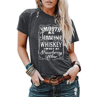 Ladies blouse by Ancient Energy with letter printing, round neck, short sleeves, casual T-shirt for women.