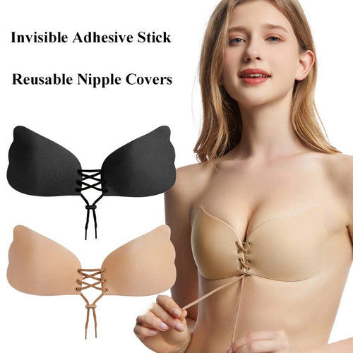 Ancient Energy large size strapless adhesive push-up bra for women, invisible, sticky, and supportive lingerie for a seamless look.
