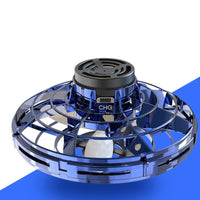 Ancient Energy LED UFO flying helicopter spinner toy for kids, featuring colorful lights and spinning motion.
