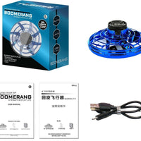 Ancient Energy LED UFO flying helicopter spinner toy for kids, featuring bright lights and rotating flight in mid-air.