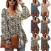 Ancient Energy women's long puff sleeve blouse with floral print, V-neck, casual babydoll style, perfect for everyday wear.