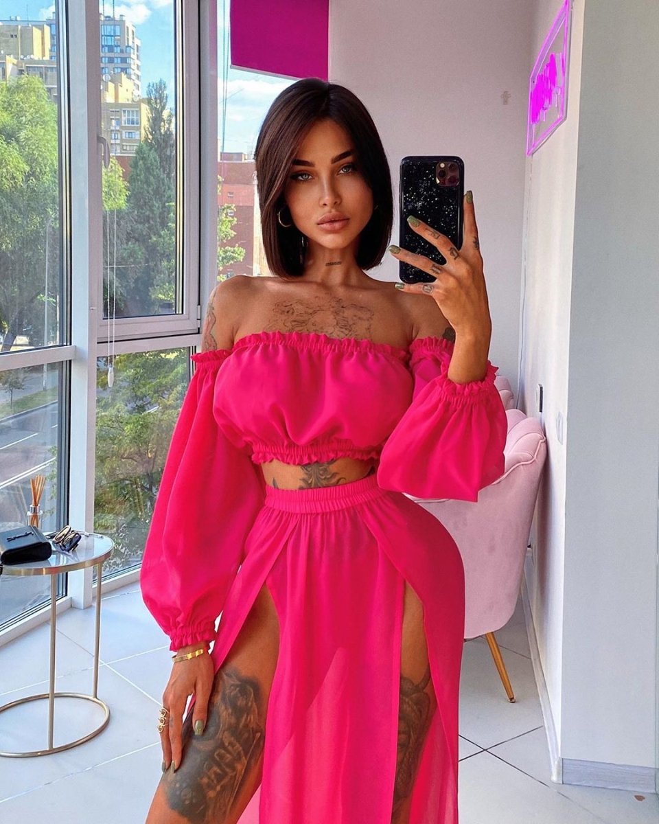 Ancient Energy long sleeve beach dress two-piece set in solid color, lightweight and stylish for seaside or casual wear.