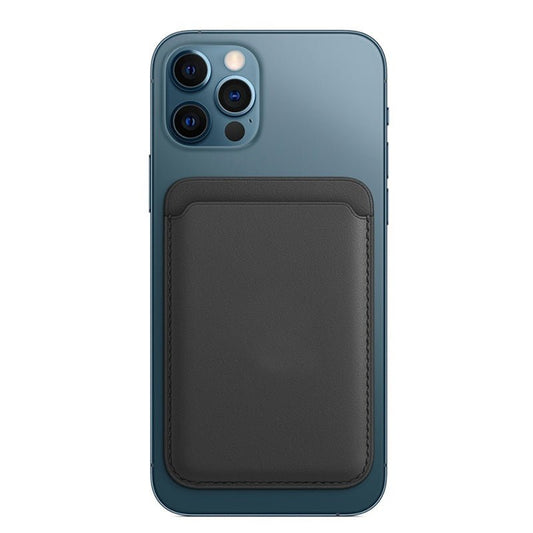 Luxury magnetic leather card holder wallet case for iPhone 14 Pro Max, 13, 12 by Ancient Energy, featuring sleek leather design with card slots.