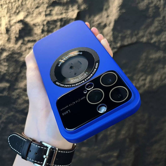 Ancient Energy magnetic suction large window protector phone case attached to a smartphone screen, showcasing its secure fit and design.