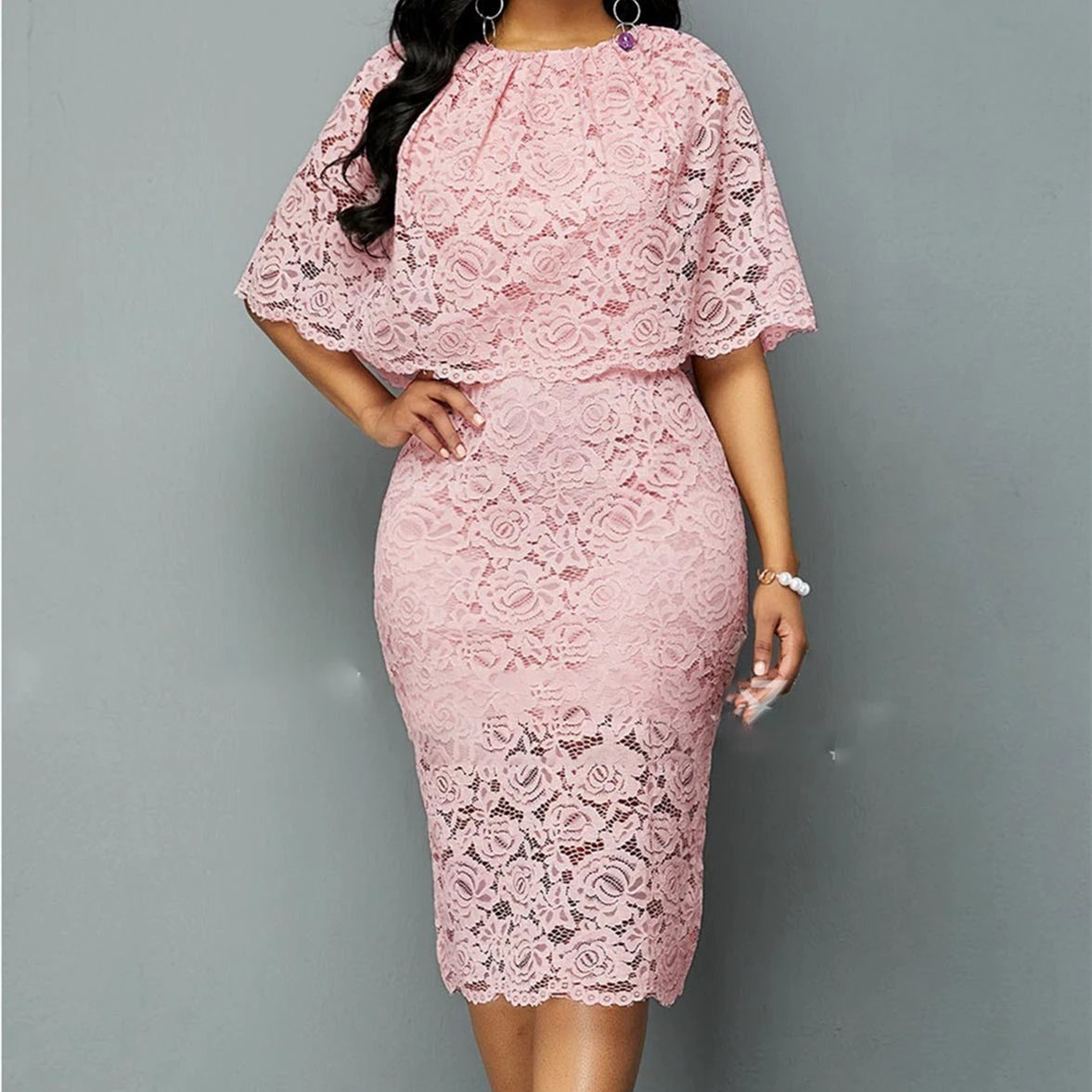 Ancient Energy African lace dress for women, plus size maxi dress with dashiki Ankara design, suitable for weddings and special occasions.
