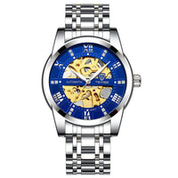 Ancient Energy mechanical watch with a hollowed-out steel bracelet, showcasing a sleek, modern design and detailed craftsmanship.