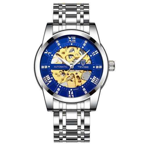 Ancient Energy mechanical watch with a hollowed-out steel bracelet, showcasing a sleek, modern design and detailed craftsmanship.