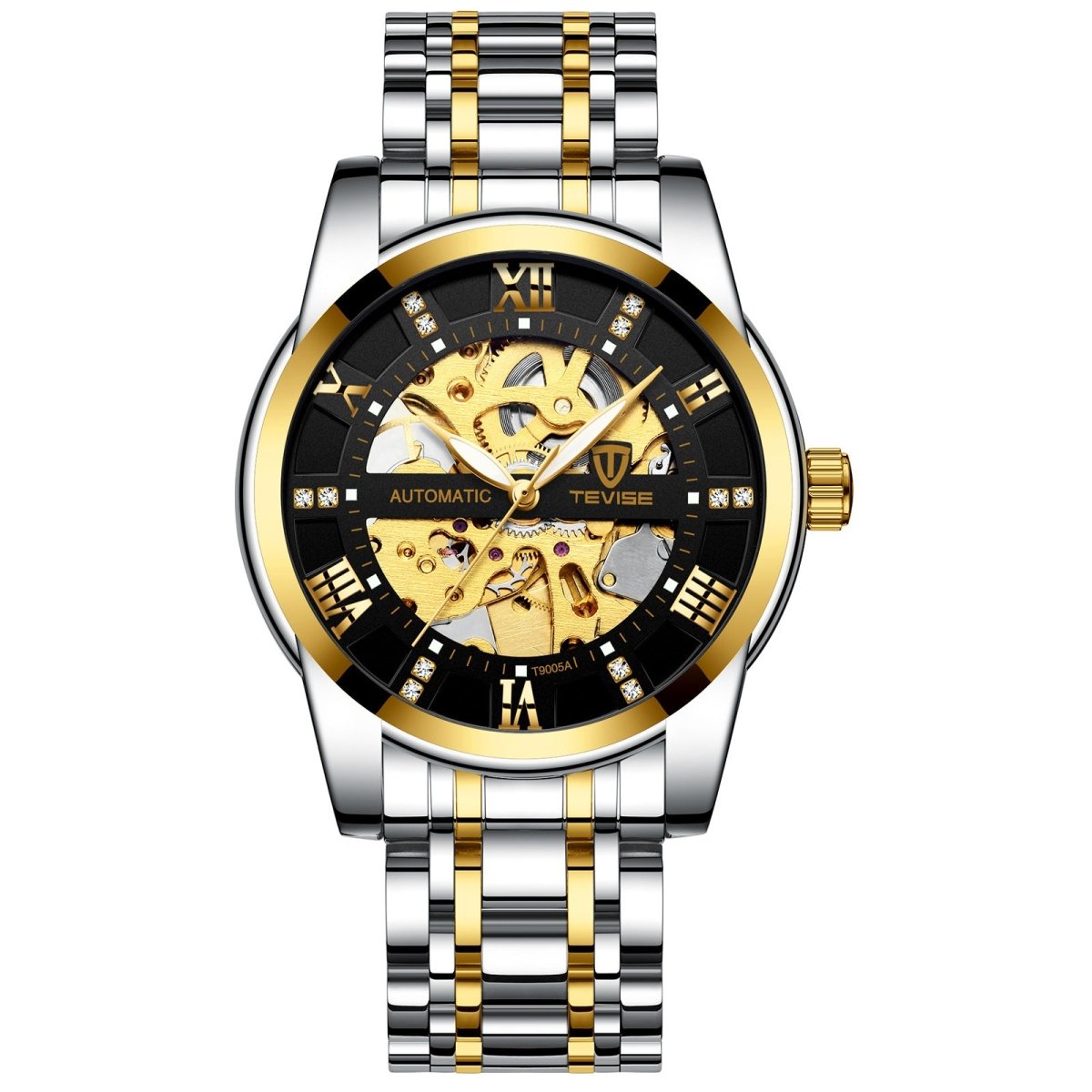 Ancient Energy mechanical watch with a hollowed-out steel bracelet, showcasing a sleek and modern design.