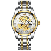 Ancient Energy mechanical watch with a hollowed-out steel bracelet and round dial, showcasing intricate design details.