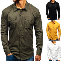 Men's cotton long sleeve blouse for autumn and winter by Ancient Energy, featuring a classic fit and warm fabric.