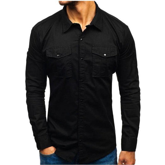 Men's autumn winter long sleeve cotton blouse by Ancient Energy, casual shirt with a classic fit and button-up design.