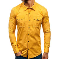 Men's cotton long sleeve blouse from Ancient Energy, suitable for autumn and winter, shown in a stylish, comfortable design.
